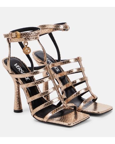 Versace Lycia Metallic Leather Sandals