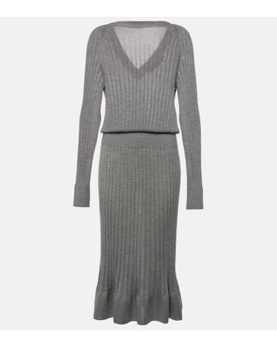 Proenza Schouler Eden Wool-blend Midi Dress - Gray