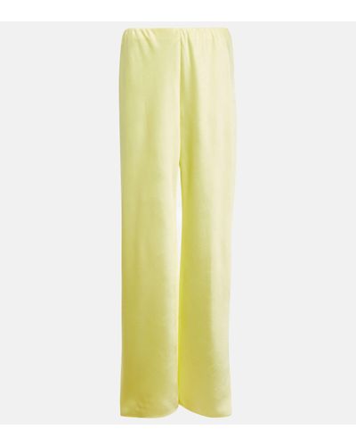 Vince High-rise Wide-leg Satin Trousers - Yellow