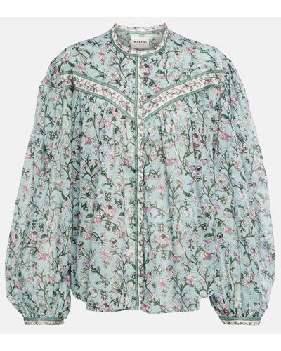 Isabel Marant Salika Printed Cotton Blouse - Green