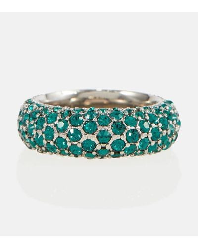 AMINA MUADDI Cameron Crystal-embellished Ring - Green