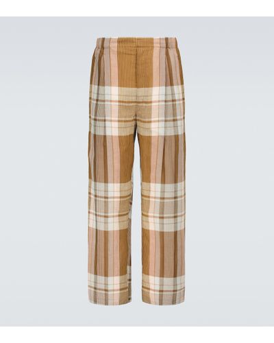 Lemaire Pantaloni a quadri in cotone e lino - Multicolore