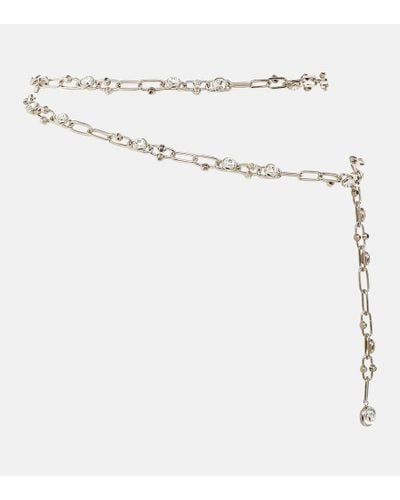 Alessandra Rich Embellished Chain Belt - White