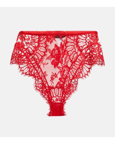 Dolce & Gabbana Braga de encaje de tiro alto - Rojo