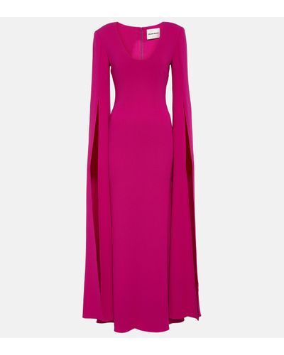 Roland Mouret Cape-sleeve Cady Gown - Pink