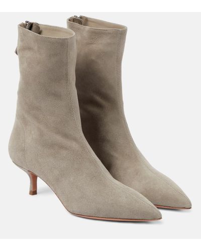 Aquazzura Montmartre 50 Suede Ankle Boots - Natural