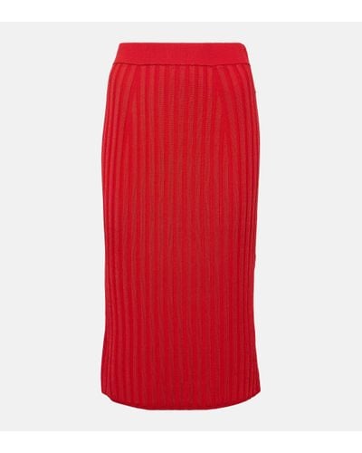 JOSEPH Ribbed-knit Midi Skirt - Red