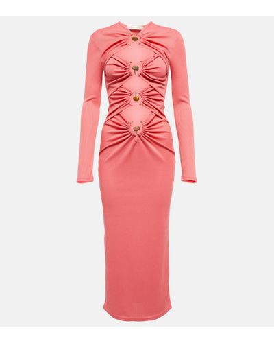 Christopher Esber Embellished Cutout Jersey Midi Dress - Pink