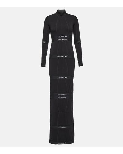 Balenciaga Brief Cotton-blend Jersey Maxi Dress - Black