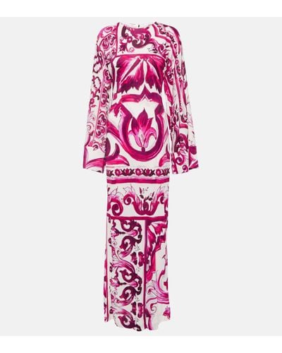 Dolce & Gabbana Robe longue Majolica imprimee - Violet
