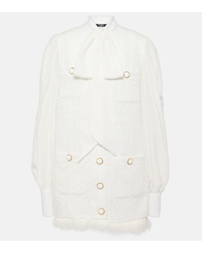 Balmain Minikleid aus Tweed - Weiß