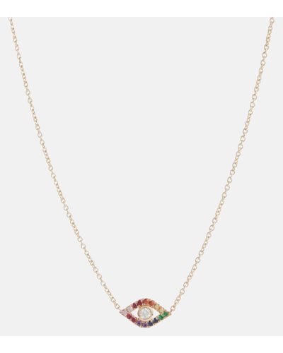 Sydney Evan Rainbow Bezel Evil Eye 14kt Gold Necklace With Diamond - Multicolour