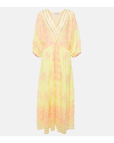 Juliet Dunn Printed Cotton Maxi Dress - Yellow