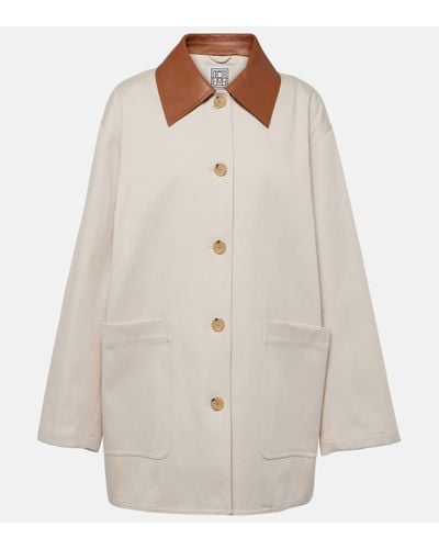 Totême Leather-trimmed Cotton Jacket - White