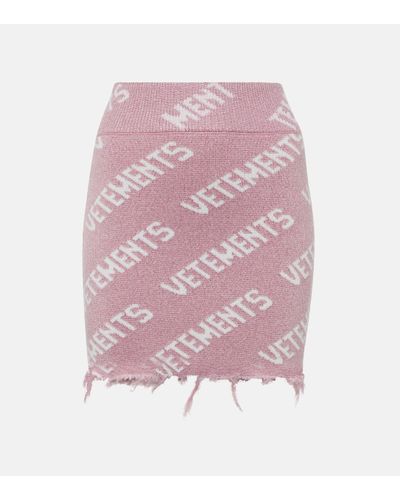 Vetements Monogram Wool-blend Miniskirt - Pink
