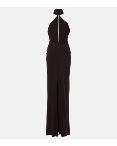 Tom Ford Cutout Halterneck Sable Jersey Gown - Blue