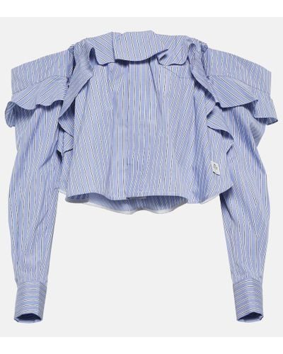 Sacai X Thomas Mason - Camicia in cotone a righe - Blu