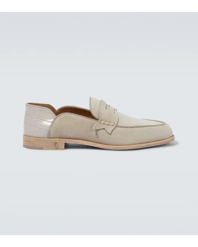 Christian Louboutin Mocasines Penny No Back de ante y piel - Neutro