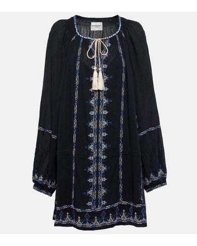 Isabel Marant Parsley Embroidered Cotton Voile Minidress - Blue