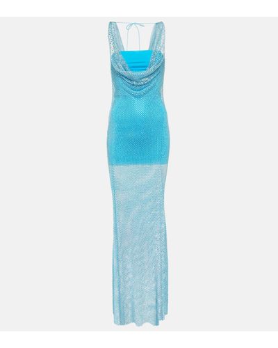 GIUSEPPE DI MORABITO Embellished Mesh Gown - Blue