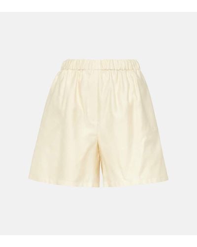 Max Mara Piadena High-rise Cotton Shorts - Natural