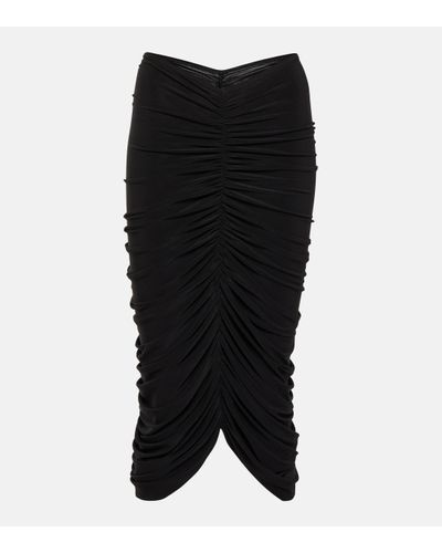 Norma Kamali Shirred High-rise Midi Skirt - Black