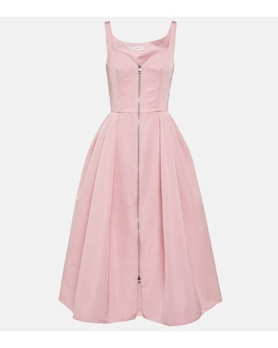 Alexander McQueen Vestido midi de polifaya - Rosa