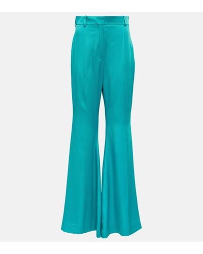 Nina Ricci High-rise Satin Flared Trousers - Blue