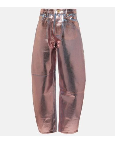 Ganni Jeans metallizzati con gamba arrotondata - Rosso