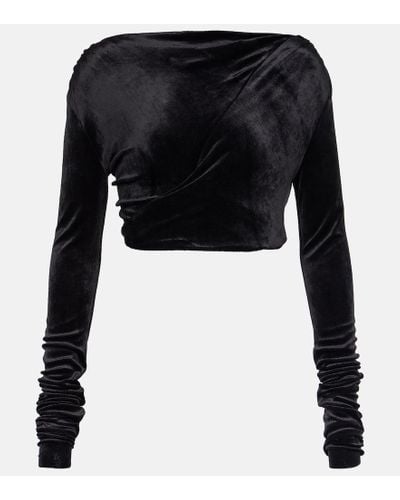Rick Owens Lilies Jersey Cropped Top - Black
