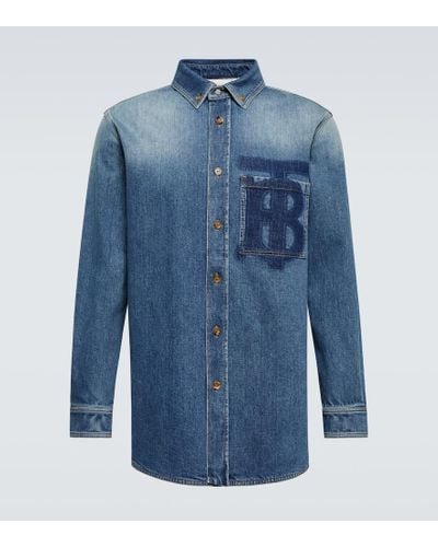 Burberry Camisa vaquera con motivo de monograma - Azul