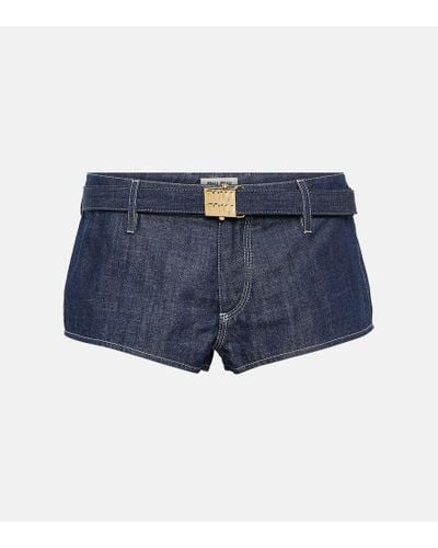 Miu Miu Shorts di jeans a vita bassa - Blu