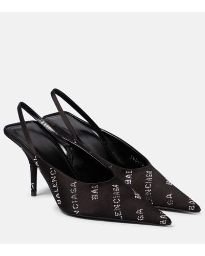 Balenciaga Square Knife Slingback Court Shoes - Black