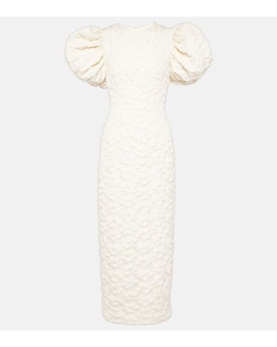 ROTATE BIRGER CHRISTENSEN Patterned-jacquard Midi Bridal Dress - White
