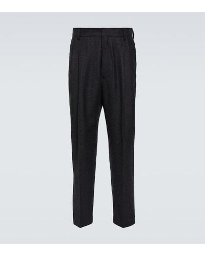 Dries Van Noten Wool Flannel Tapered Pants - Black