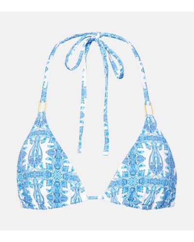 Melissa Odabash Cancun Printed Triangle Bikini Top - Blue