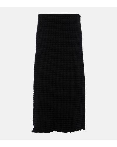 Jil Sander A-line Cotton Boucle Midi Skirt - Black