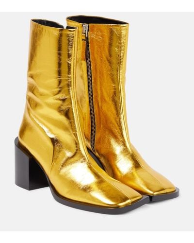Jil Sander Ankle Boots aus Metallic-Leder - Gelb