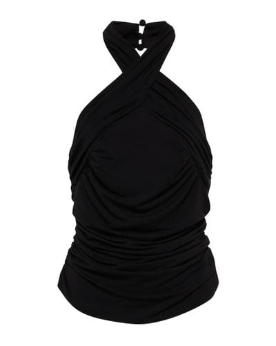 Veronica Beard Leyla Jersey Halterneck Top - Black