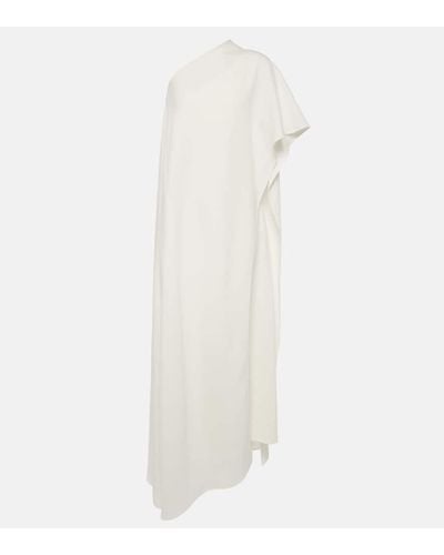 Valentino Caped Asymmetric Silk Midi Dress - White