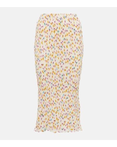 Dorothee Schumacher Floral Plisse Midi Skirt - Natural