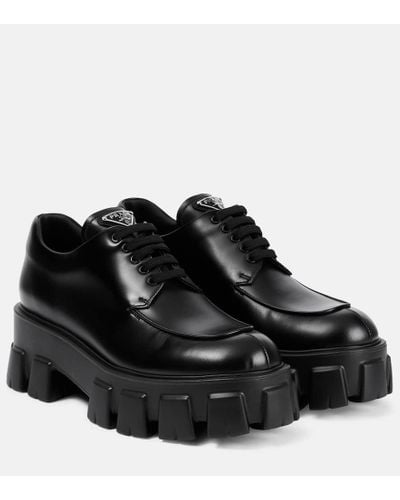 Prada Zapatos con cordones de piel - Negro