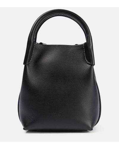 Loro Piana Bale Small Leather Bucket Bag - Black