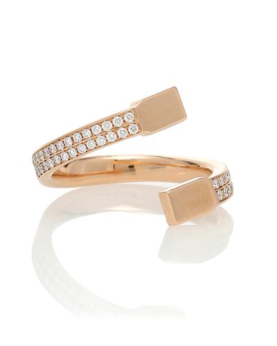 Repossi Serti Carres Alternes 18kt Gold And Diamond Ring - White