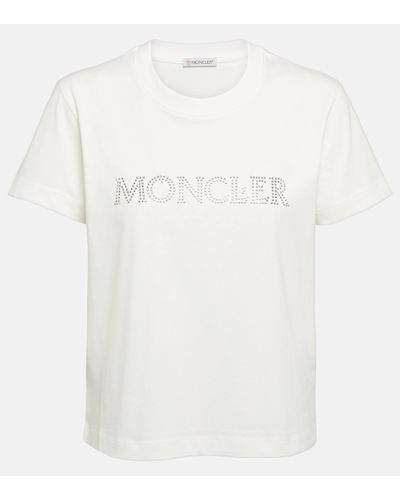Moncler T-shirt en coton a logo et ornements - Blanc