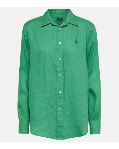 Polo Ralph Lauren Camicia in lino con logo - Verde