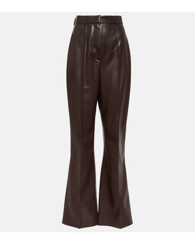 Nanushka Pantalon evase Leena en cuir synthetique - Marron