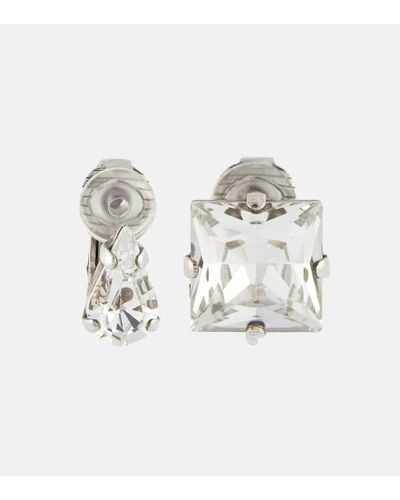 Saint Laurent Crystal-embellished Drop Earrings - Metallic