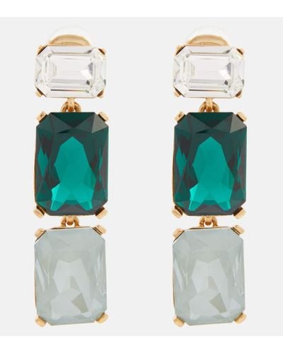 Oscar de la Renta Pendientes adornados con cristales - Verde