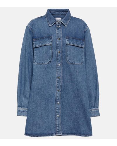 FRAME Cotton Denim Shirt Dress - Blue